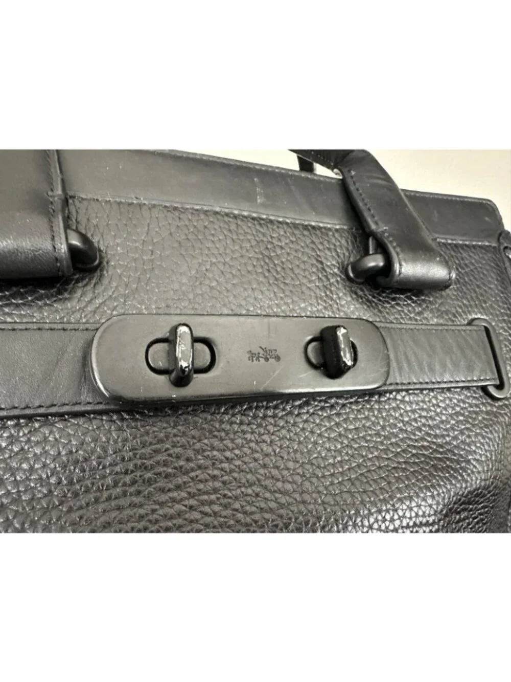 Coach Swagger 27 All Black Pebbled Leather Bag Satchel Timeless Classic